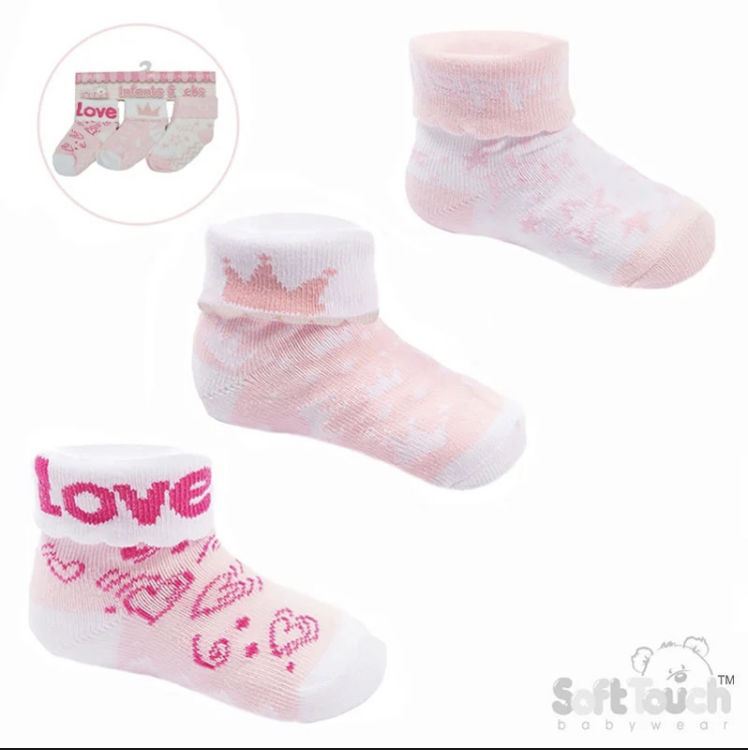 Picture of S500 SOFT TOUCH GIRLS INFANT SOCKS PACK OF THREE